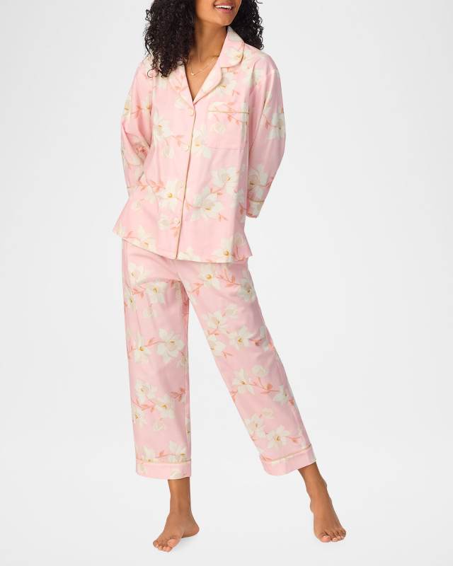 Cropped Organic Cotton Poplin Pajama Set